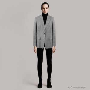 MAX MARA 100% Linen Houndstooth Box Cut Blazer Jacket Size 14